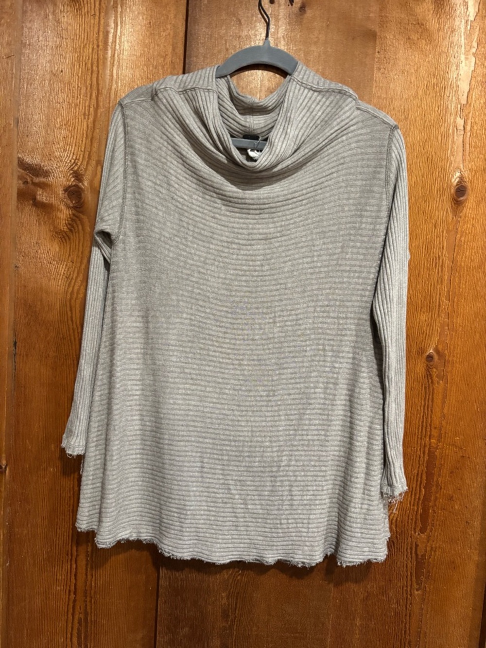 We The Free Free People Taupe Ribbed Cowl Neck Keyhole Back Tunic Top Small